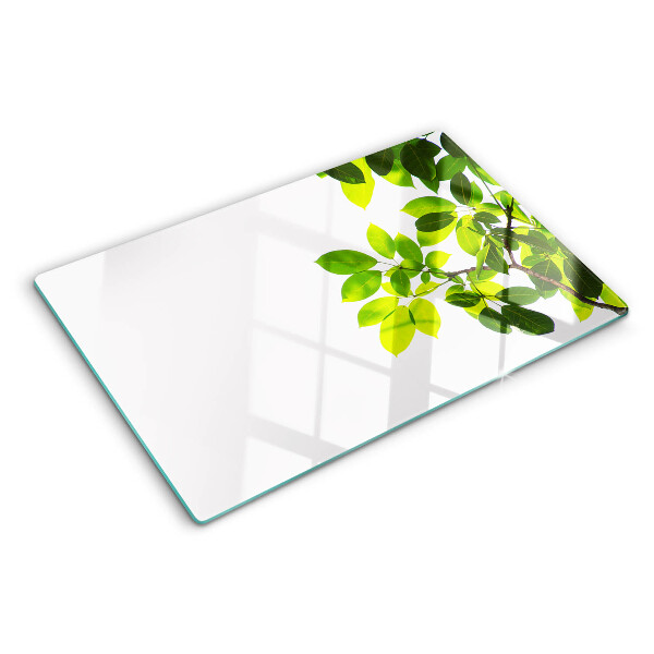 Schneidebrett mit Motiv ‚Blätter vor hellem Himmel‘