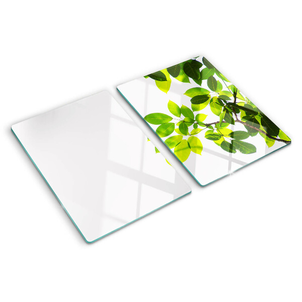 Schneidebrett mit Motiv ‚Blätter vor hellem Himmel‘