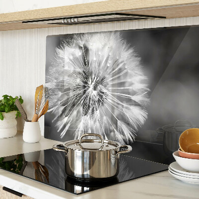 Glas schneidebrett Löwenzahn in Schwarzweiß