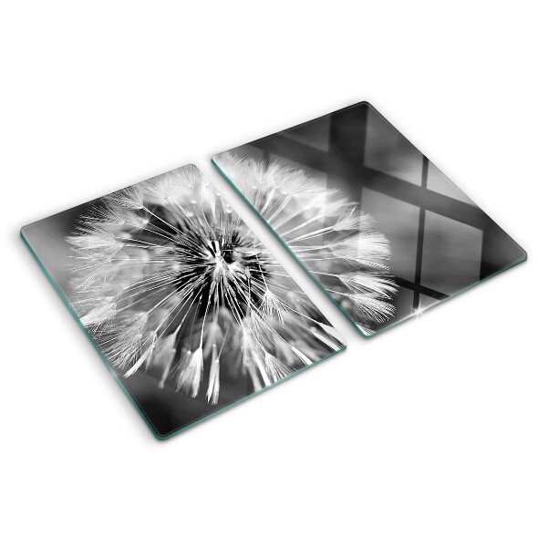 Glas schneidebrett Löwenzahn in Schwarzweiß