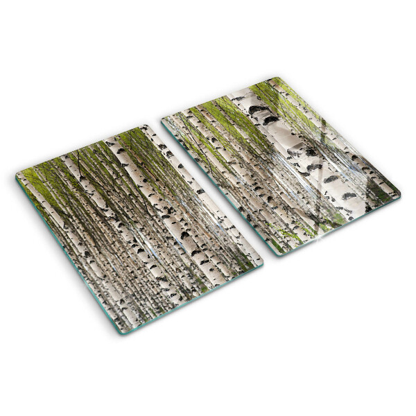 Glas schneidebrett Weiße Birken im Wald