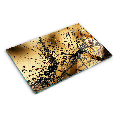 Glas schneidebrett Wassertropfen auf den Blättern