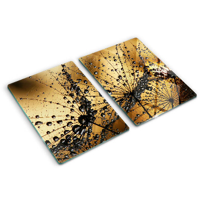 Glas schneidebrett Wassertropfen auf den Blättern