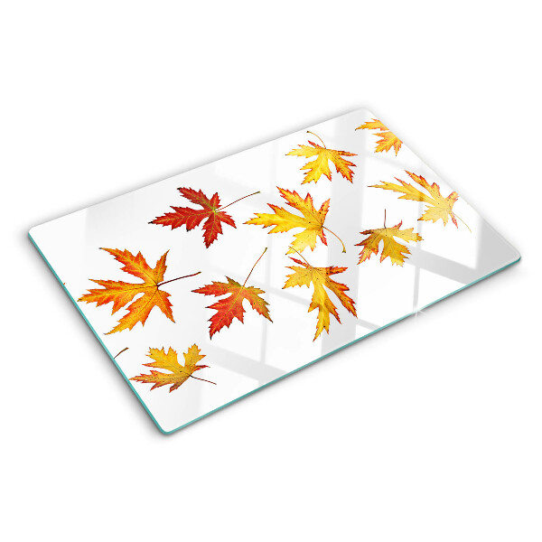 Schneidebrett glas Ahornblätter in Herbstfarben