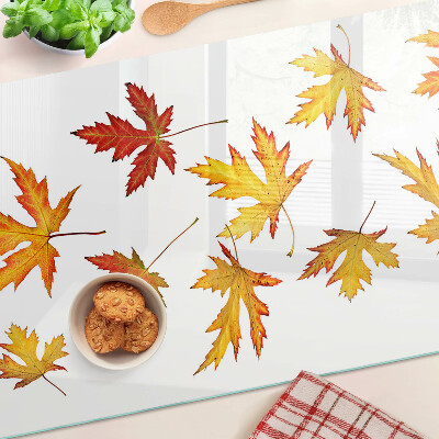 Schneidebrett glas Ahornblätter in Herbstfarben