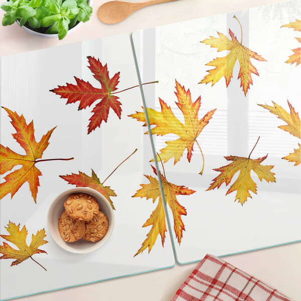 Schneidebrett glas Ahornblätter in Herbstfarben