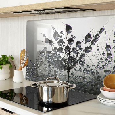 Schneidebrett Glas mit Motiv von Wassertropfen auf Pflanzen