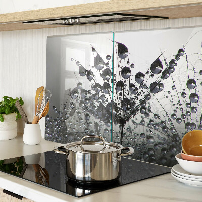 Schneidebrett Glas mit Motiv von Wassertropfen auf Pflanzen