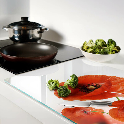 Glas schneidebrett Mohnblumen in roter Farbe