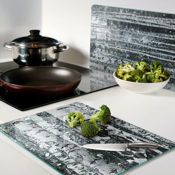 Glas schneidebrett Birkenwald in Winterlandschaft