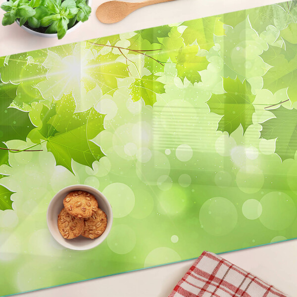 Schneidebrett glas Blätter in den Sonnenstrahlen