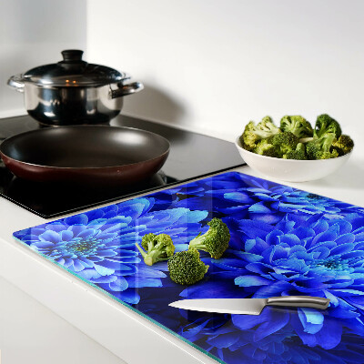 Schneidebrett glas Blaue Chrysanthemenblüten