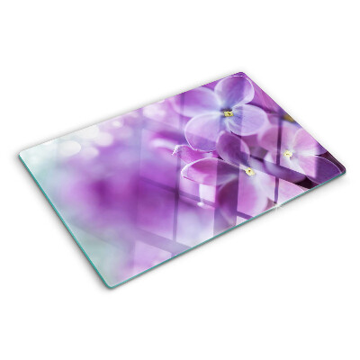 Schneidebrett glas Blumen in Lilatönen