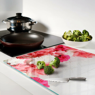 Glas schneidebrett Blumen in Rosa- und Weißtönen