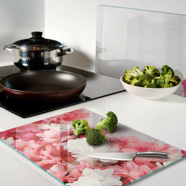 Glas schneidebrett Blumen in Rosa- und Weißtönen