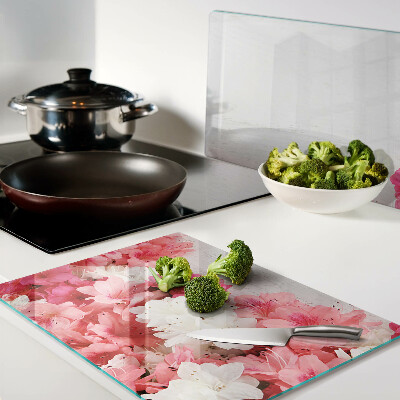 Glas schneidebrett Blumen in Rosa- und Weißtönen