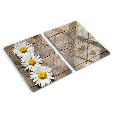 Schneidebrett Blumen auf Holzgrund