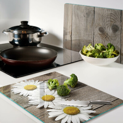 Schneidebrett Blumen auf Holzgrund