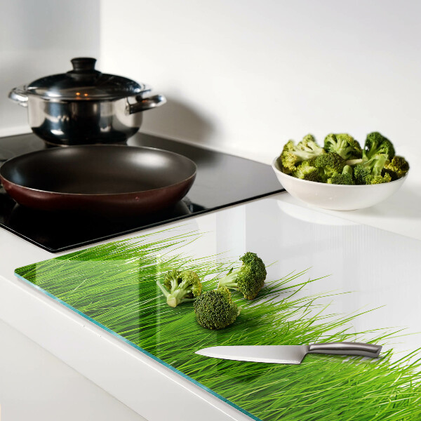 Glas-Schneidebrett mit Motiv „Gras in der Sonne“
