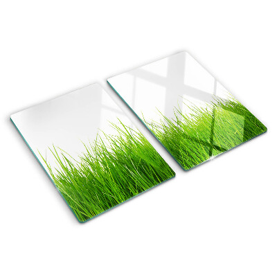 Glas schneidebrett Gras in der Sonne