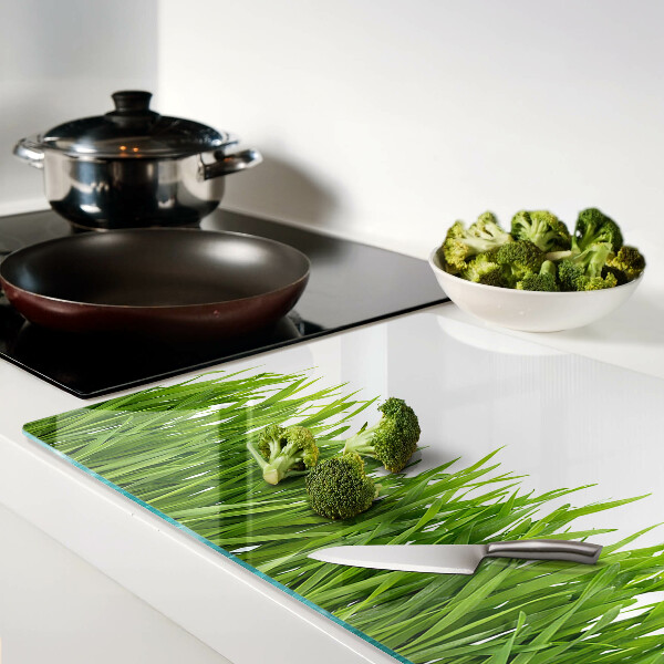 Glas-Schneidebrett mit Motiv grünes Gras