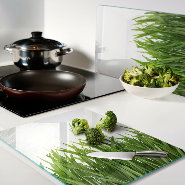 Glas-Schneidebrett mit Motiv grünes Gras