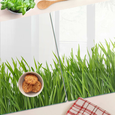 Glas-Schneidebrett mit Motiv grünes Gras
