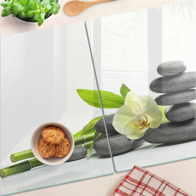 Schneidebrett Orchideen- und Spa-Steine