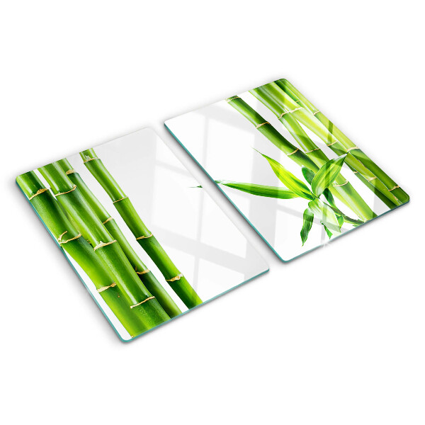 Schneidebrett Glas aus Bambus mit grünem Muster