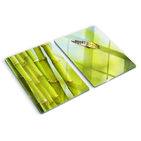 Schneidebrett glas Bambus- und Schmetterlingsdesign