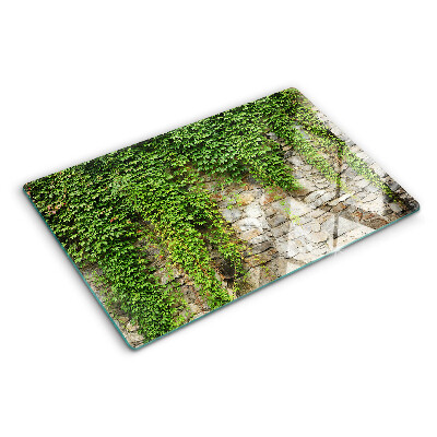 Glas-Schneidebrett mit grünem Wandmotiv und Moosdesign