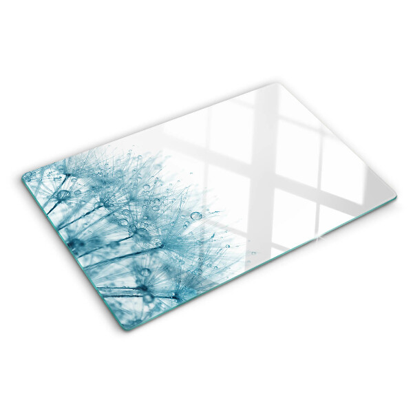 Schneidebrett Löwenzahn mit Wassertropfen