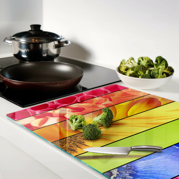 Glas schneidebrett Blumenmotive in intensiven Farben