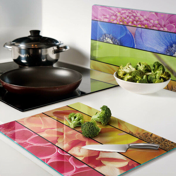 Glas schneidebrett Blumenmotive in intensiven Farben