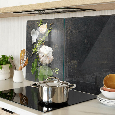 Schneidebrett Glas mit Motiv aus Blumen und Kräutern auf Marmorgrund