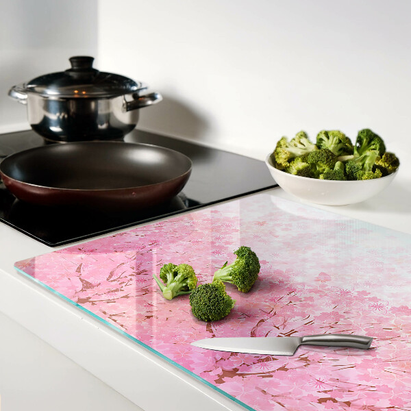 Glas-Schneidebrett mit Kirschblütenmuster