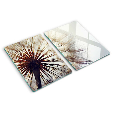 Schneidebrett Glas mit Motiv 'Löwenzahn im Licht'