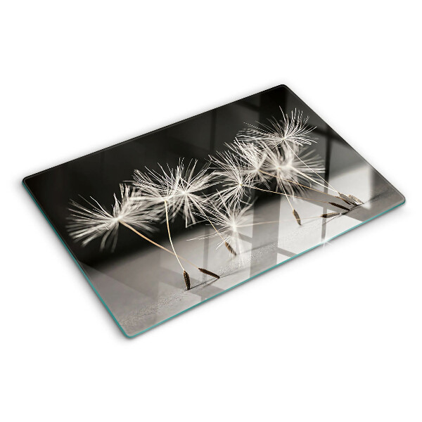 Glas schneidebrett Flauschige Löwenzahnblüten auf einfarbigem Hintergrund