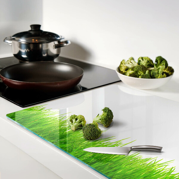 Glas-Schneidebrett mit Motiv grünes Gras