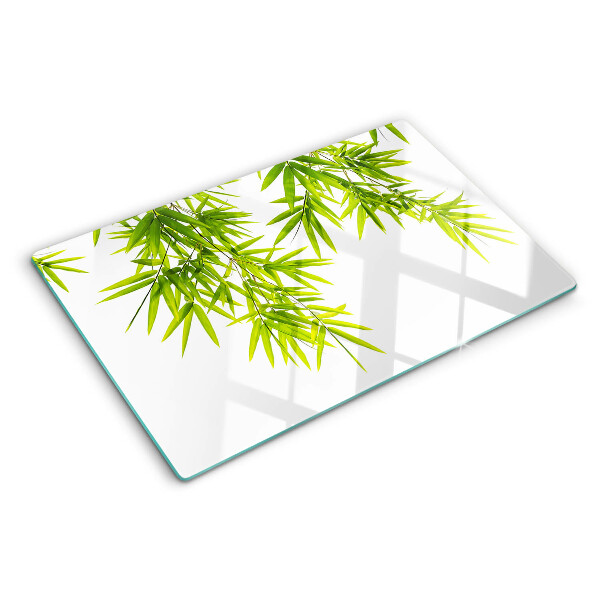 Schneidebrett aus Glas mit Motiv „Bambusblätter vor dem Fenster“