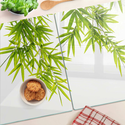 Schneidebrett aus Glas mit Motiv „Bambusblätter vor dem Fenster“