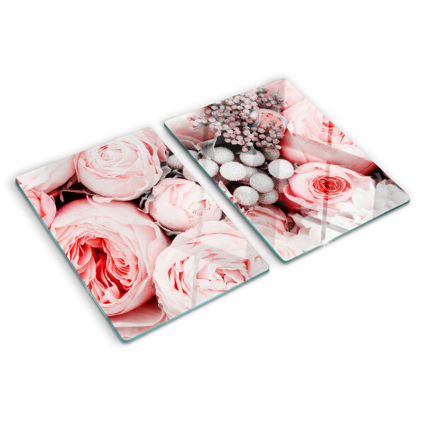 Schneidebrett mit Rosenmuster in Rosatönen