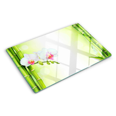 Glas schneidebrett Orchideen und Bambus