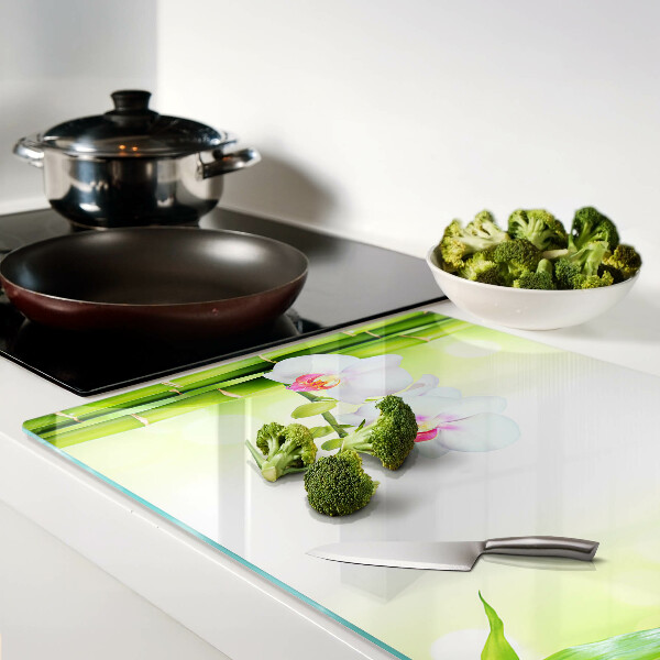 Glas schneidebrett Orchideen und Bambus