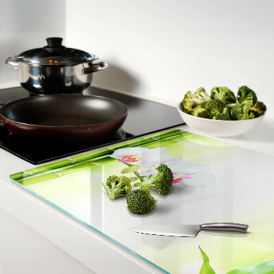 Glas schneidebrett Orchideen und Bambus