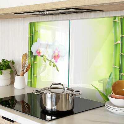 Glas schneidebrett Orchideen und Bambus