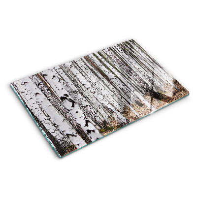 Schneidebrett mit weißer Birkenstamm-Optik