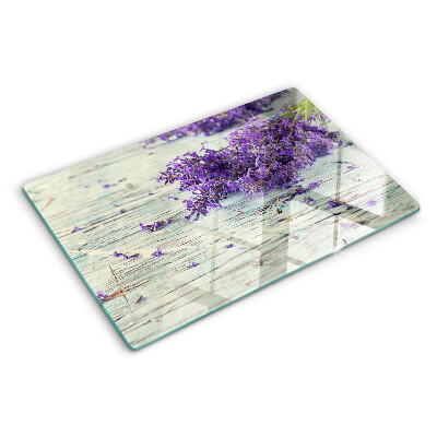 Glas schneidebrett Lavendel auf Holzgrund
