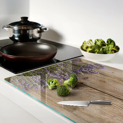 Schneidebrett mit Lavendelmotiv auf Holzgrund