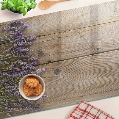 Schneidebrett mit Lavendelmotiv auf Holzgrund
